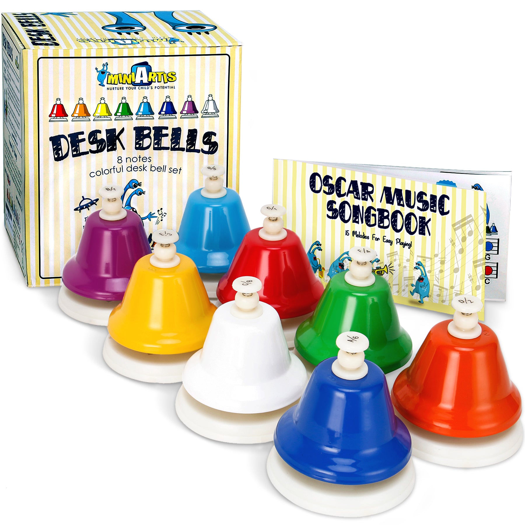 Desk Bells for Kids Educational Music Toys for Toddlers 8 Notes Colorful Bells Set Great Birthday Gift for Children