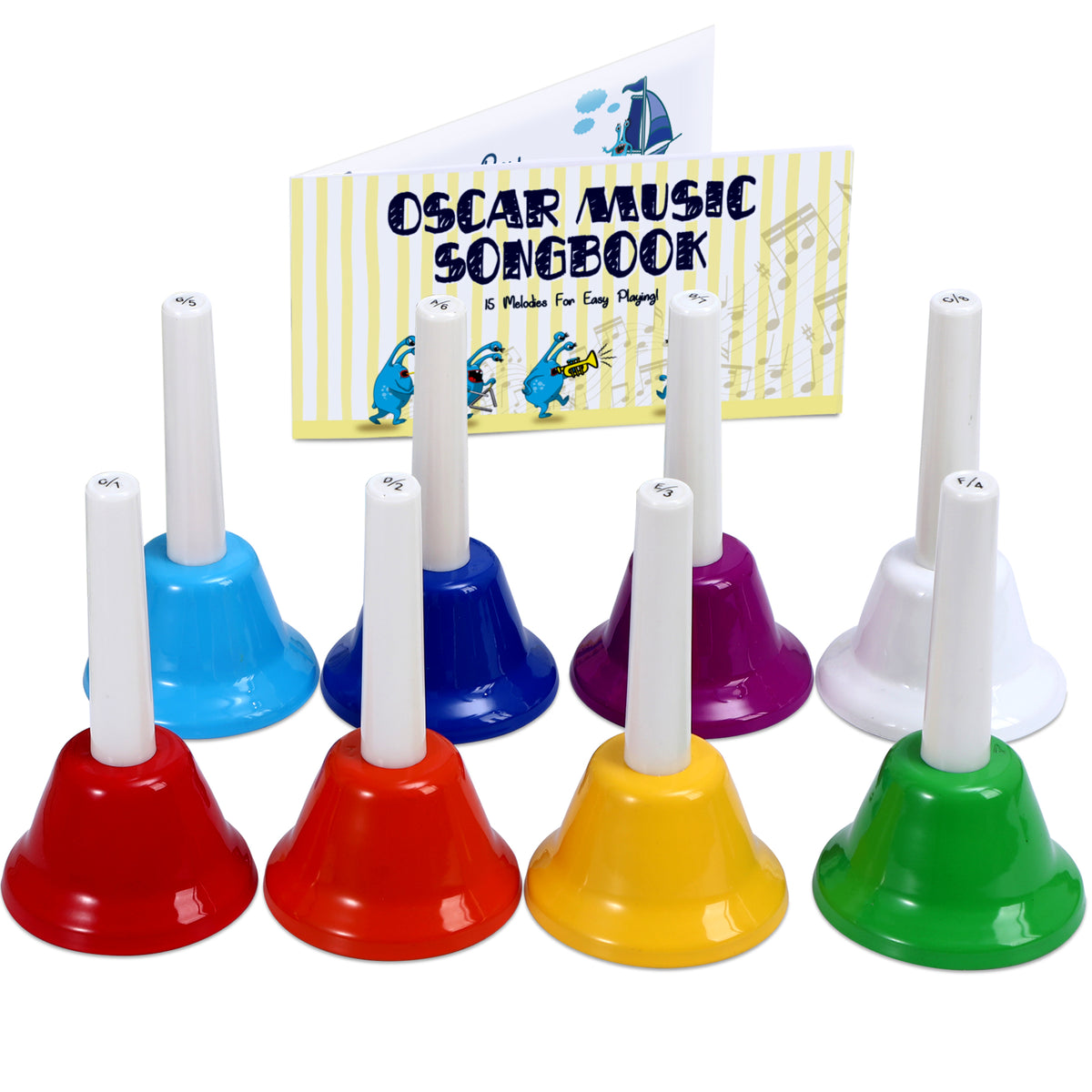 Rainbow Chime Hand Bells Set 8-Note Colorful Musical Instrument with S ...