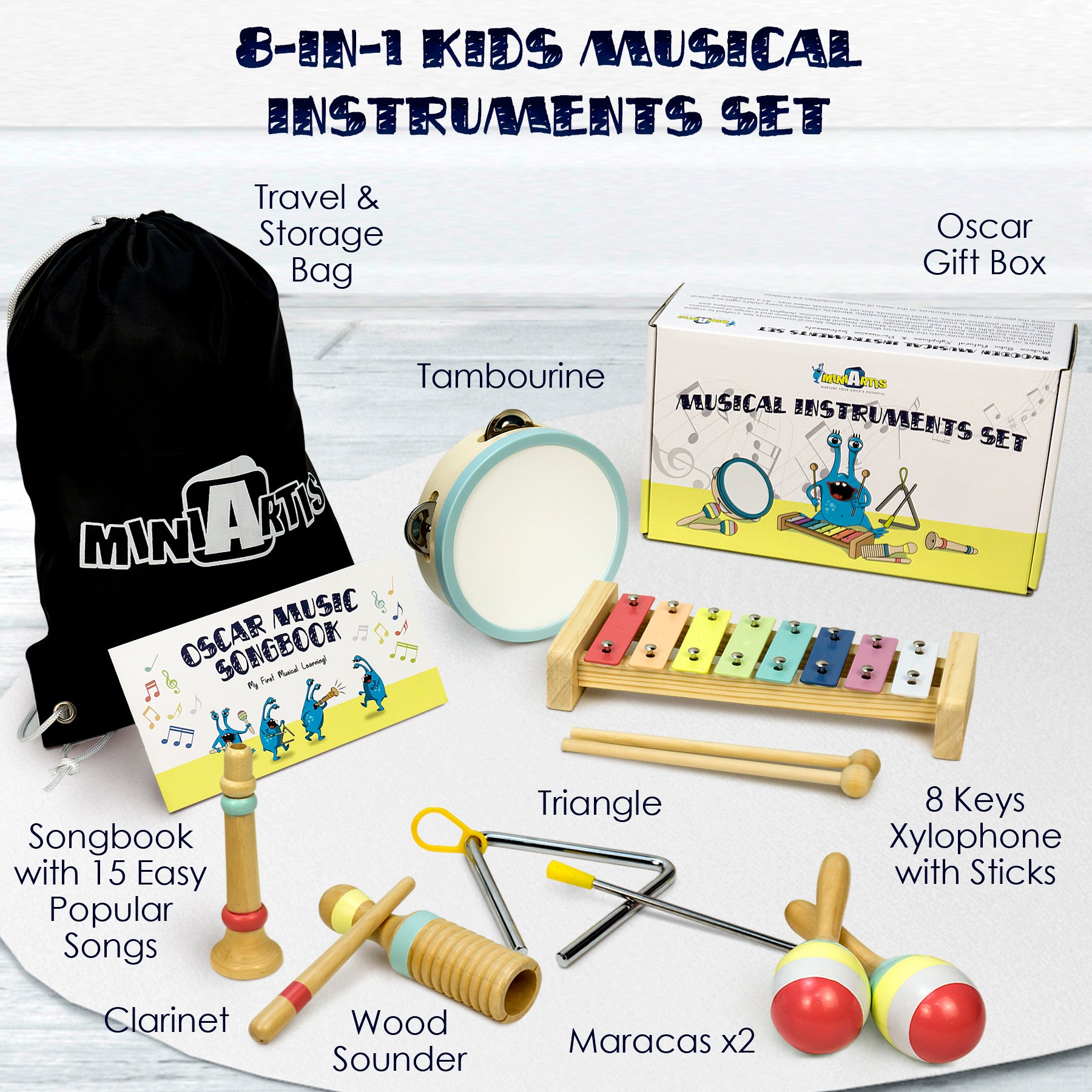 Baby Instrument Kit Montessori Baby Musical Instrument Set for Toddlers 1-3 with Xylophone ...