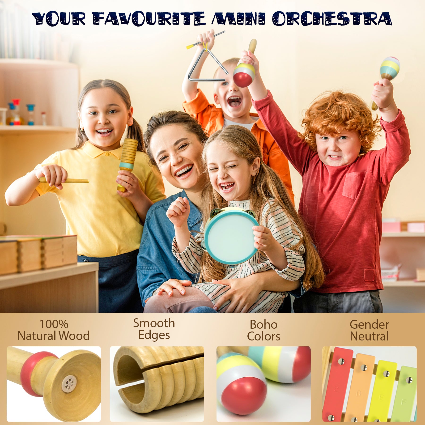 Baby Instrument Kit Montessori Baby Musical Instrument Set for Toddlers 1-3 with Xylophone ...