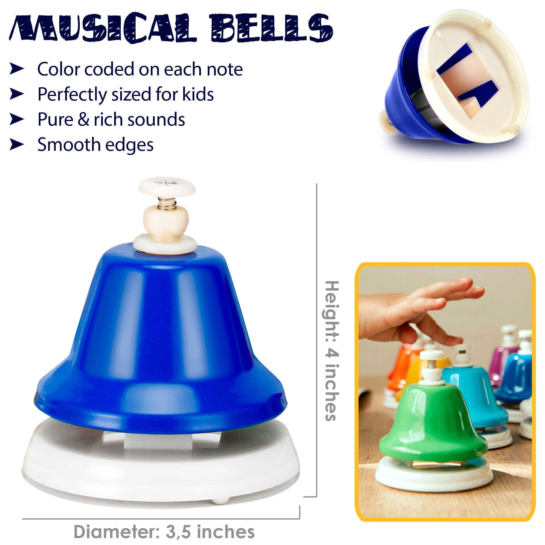 Fun Bell Single Melody Desk Bell Colorful Musical Bell for Kids & Adults | Choo ...