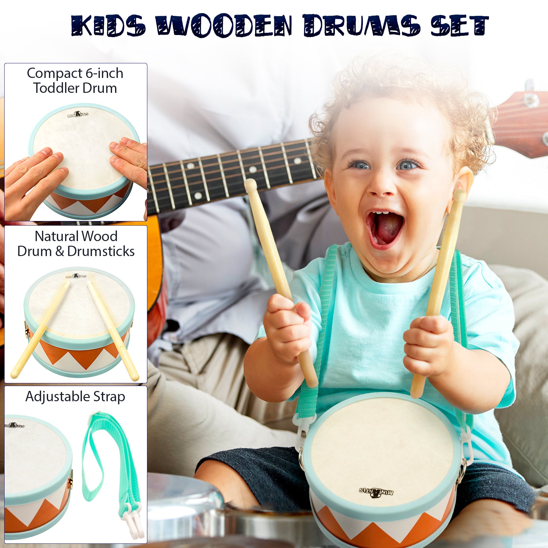 Baby Drum Drum Set For Toddlers 3+ Year Old Boys Girls Baby Wooden