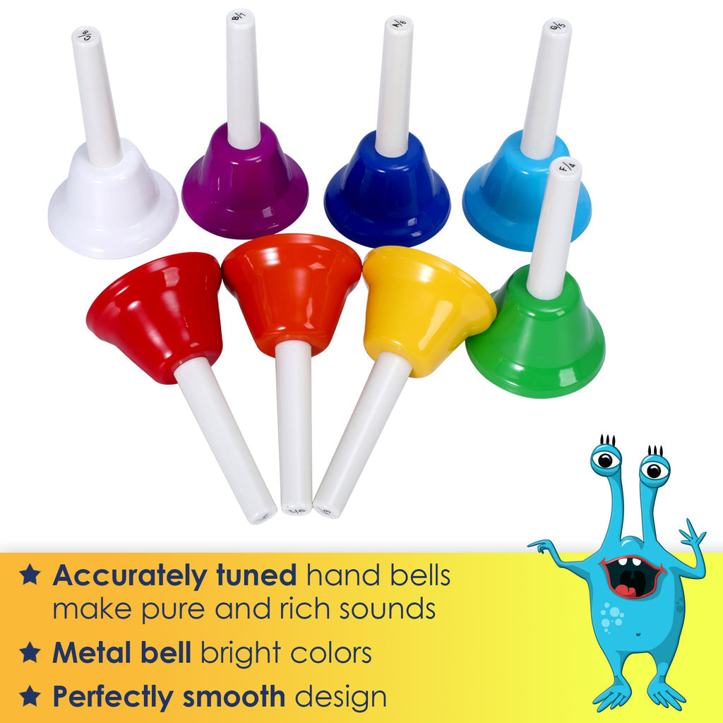 Rainbow Chime Hand Bells Set 8-Note Colorful Musical Instrument with S ...